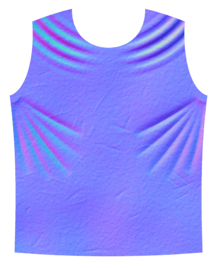 A wrinkle normal map of the same garment panel